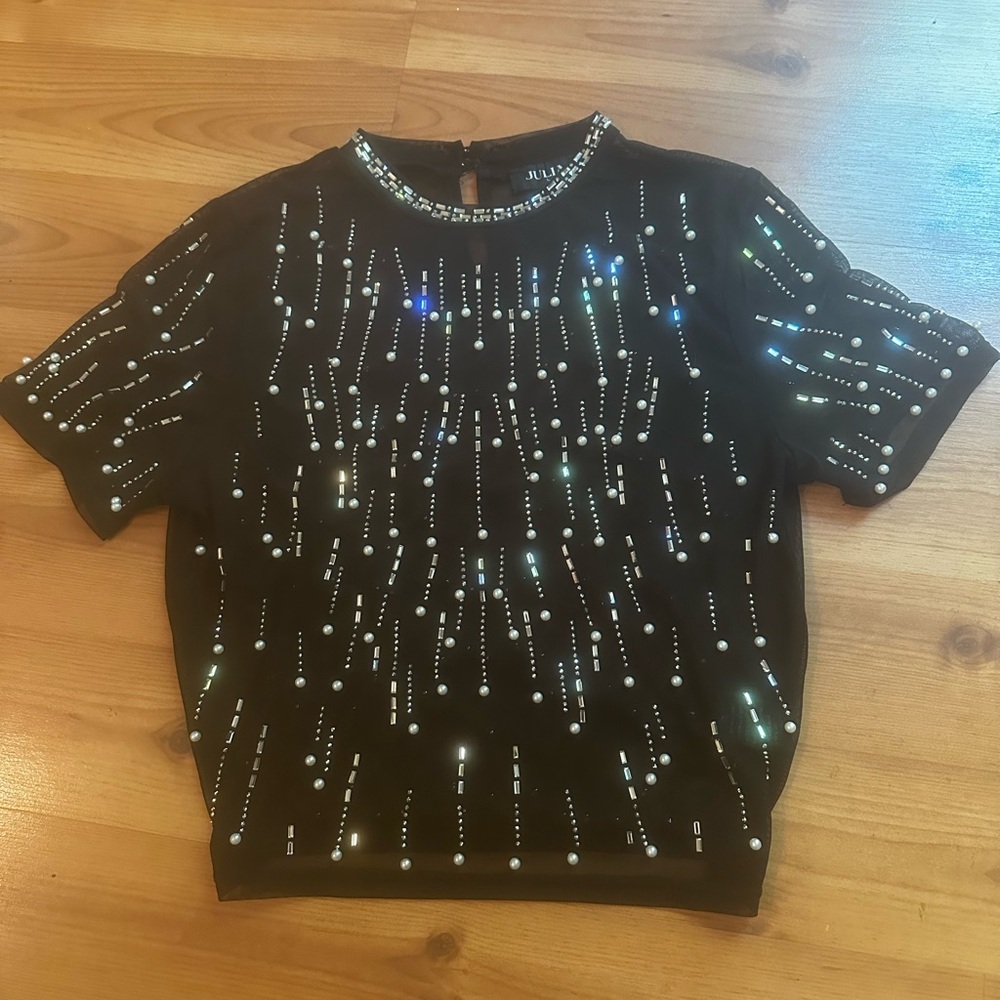 Black Sequin Embellished Top